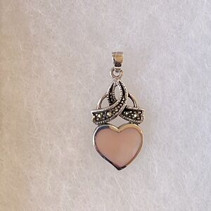 Pink Mother of Pearl Heart Pendant 925 Sterling Silver